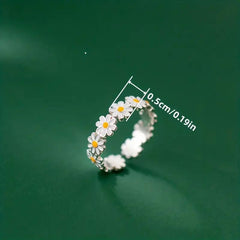 Enamel Sunflower Open Adjustable Ring Girls Decor