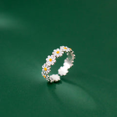 Enamel Sunflower Open Adjustable Ring Girls Decor
