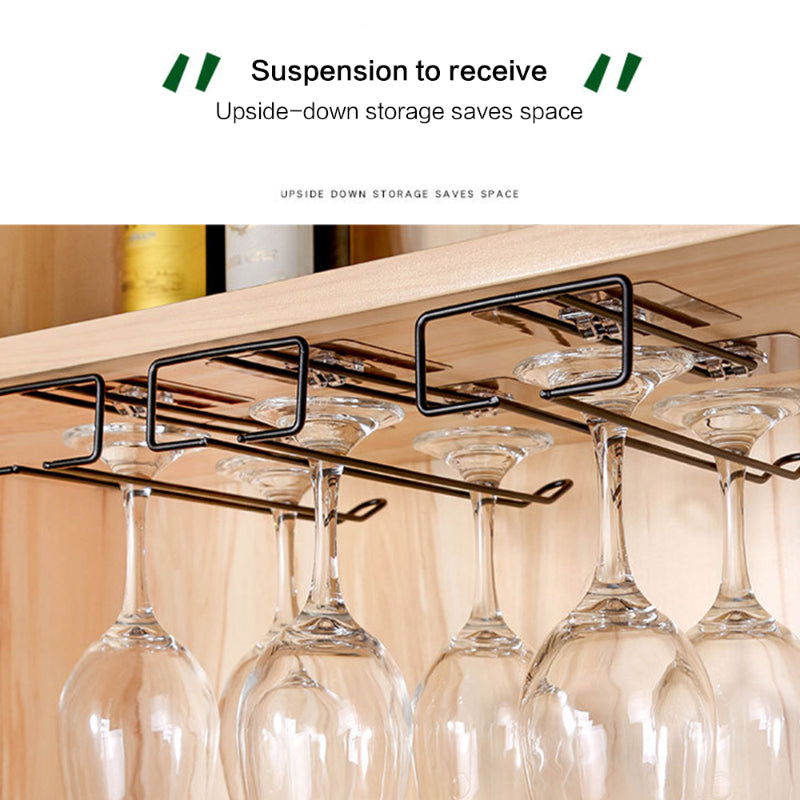 Wine Glass Holder Under Shelf Metal Goblet Rack Hanging Stemware Rack
