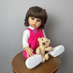 BZDOLL 9 Inch Silicone Reborn Baby Doll Long Hair Bebe Dress Up Toy