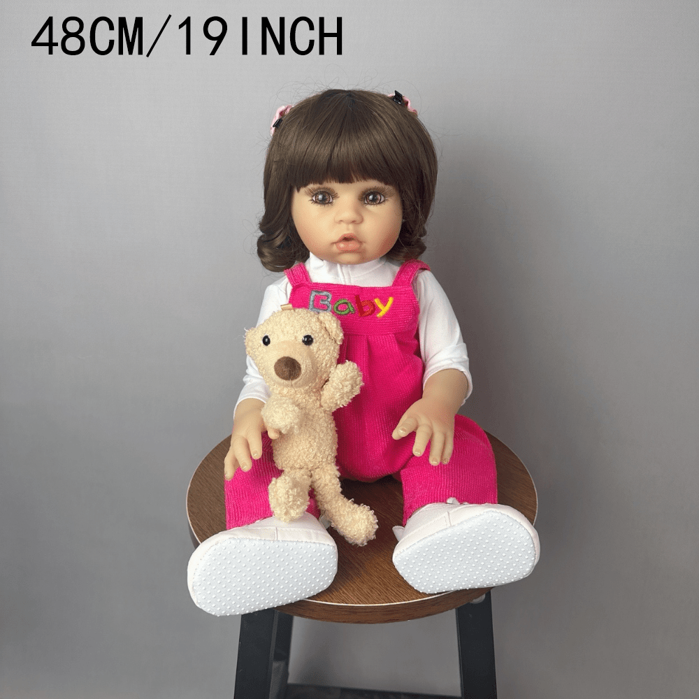BZDOLL 9 Inch Silicone Reborn Baby Doll Long Hair Bebe Dress Up Toy