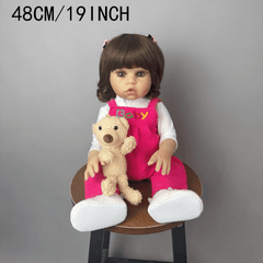 BZDOLL 9 Inch Silicone Reborn Baby Doll Long Hair Bebe Dress Up Toy