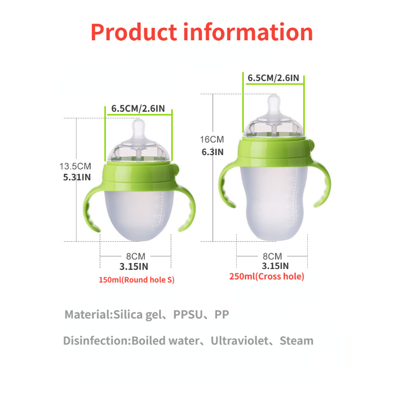 Silicone Milk Bottle 250ml Wide Mouth Bottle for Weaning