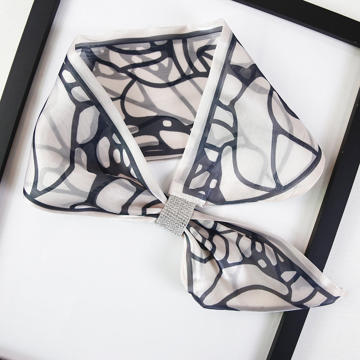 Women's Silk Scarf Satin Chiffon Small Shawl Wrap Printed Neck Scarf