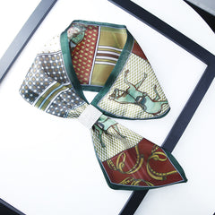 Women's Silk Scarf Satin Chiffon Small Shawl Wrap Printed Neck Scarf
