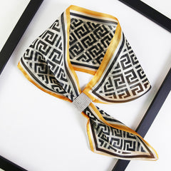 Women's Silk Scarf Satin Chiffon Small Shawl Wrap Printed Neck Scarf