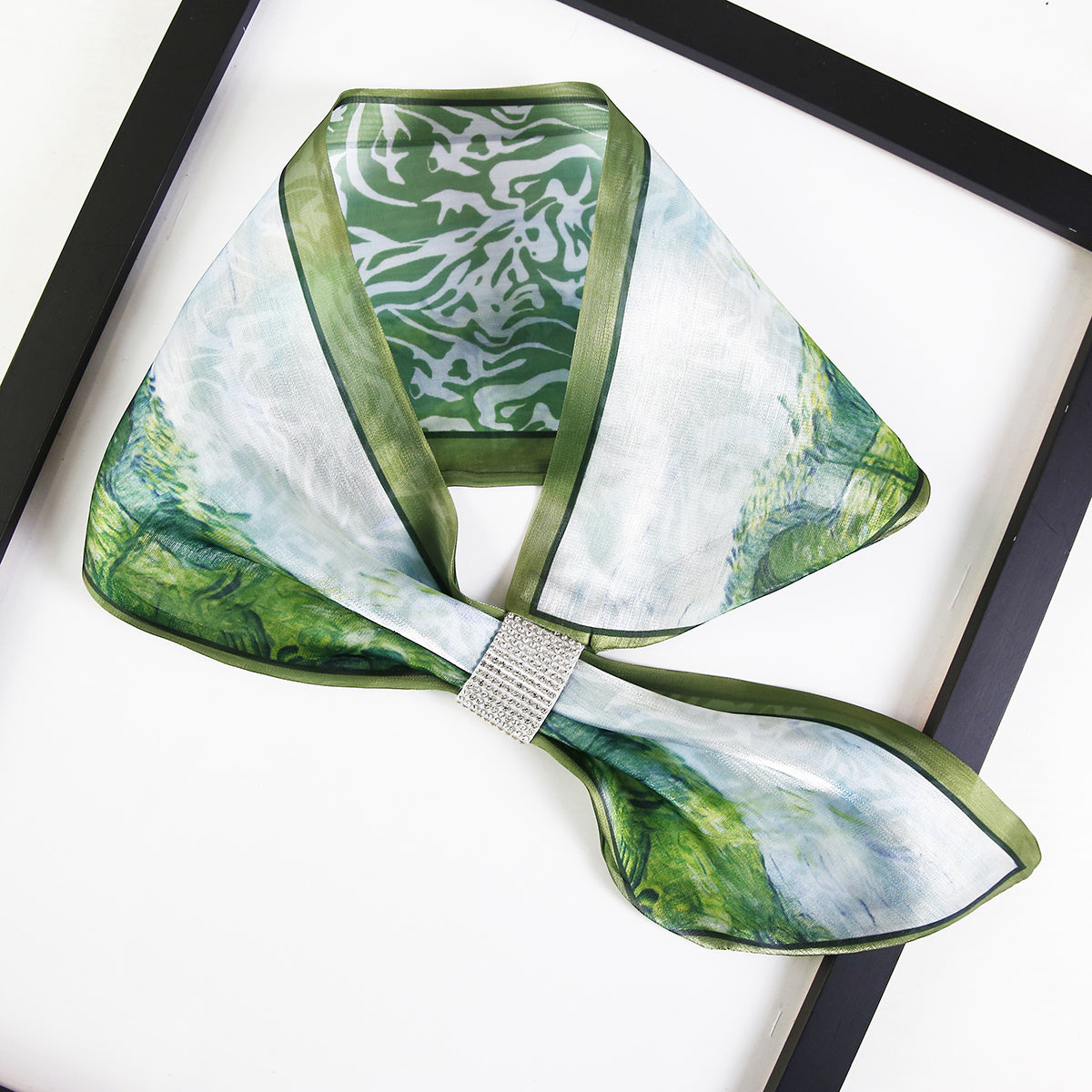 Women's Silk Scarf Satin Chiffon Small Shawl Wrap Printed Neck Scarf