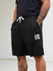 Men's Drawstring Cargo Shorts LIFE Pattern Print Summer Clothings