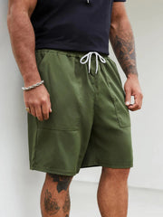 Men's Drawstring Cargo Shorts LIFE Pattern Print Summer Clothings