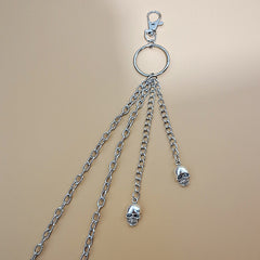 Alloy Silver Grey Keychains Chain Punk Star Rivets Skull Accessories Rock