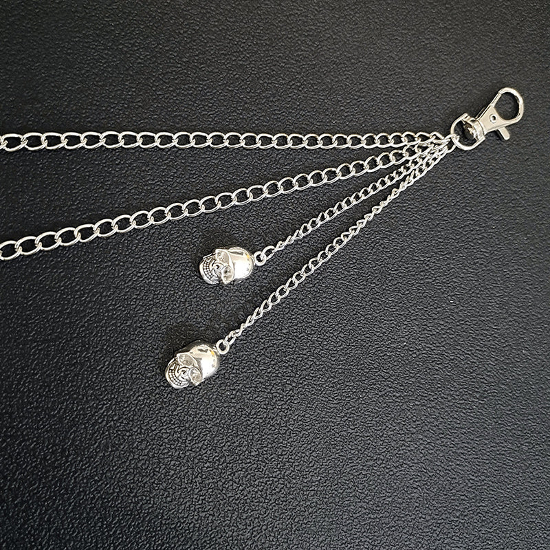 Alloy Silver Grey Keychains Chain Punk Star Rivets Skull Accessories Rock