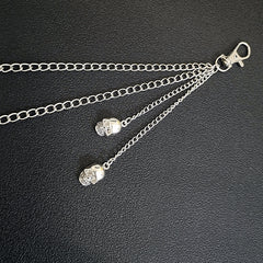 Alloy Silver Grey Keychains Chain Punk Star Rivets Skull Accessories Rock