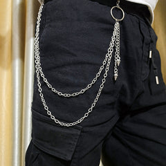 Alloy Silver Grey Keychains Chain Punk Star Rivets Skull Accessories Rock
