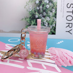 Mini Bubble Tea Quicksand Liquid Pendant Keychain