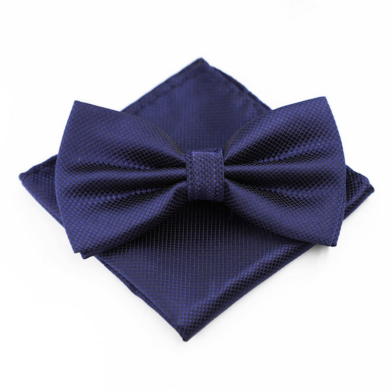 Fine Grid Men's Formal Bow Tie & Pocket Towel Set