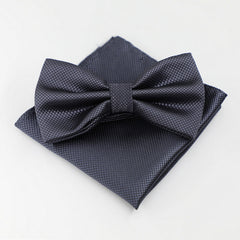 Fine Grid Men's Formal Bow Tie & Pocket Towel Set