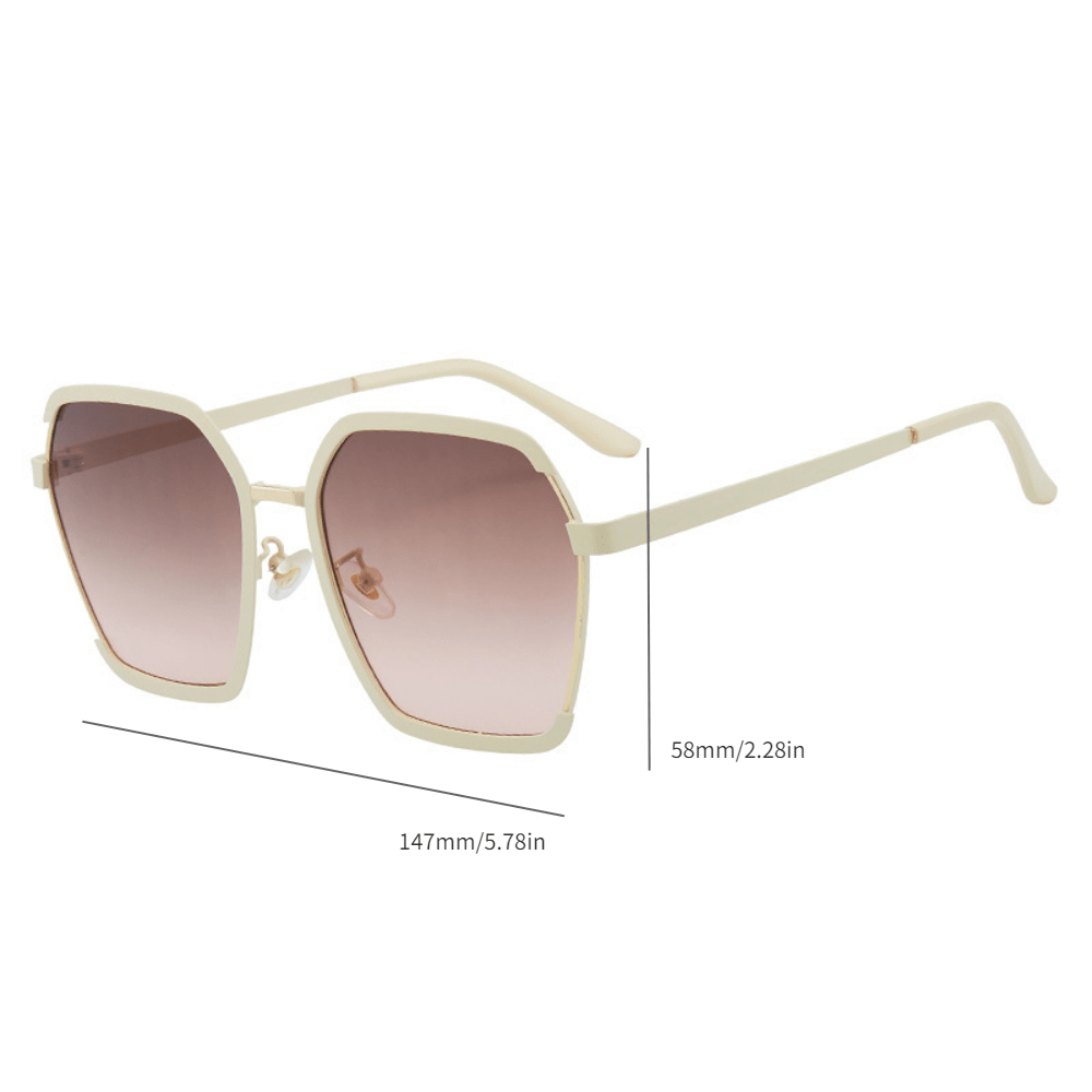 Oversized Polygon Sunglasses Gradient UV400 Sun Shades Metal Glasses