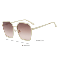 Oversized Polygon Sunglasses Gradient UV400 Sun Shades Metal Glasses