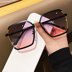 Oversized Polygon Sunglasses Gradient UV400 Sun Shades Metal Glasses