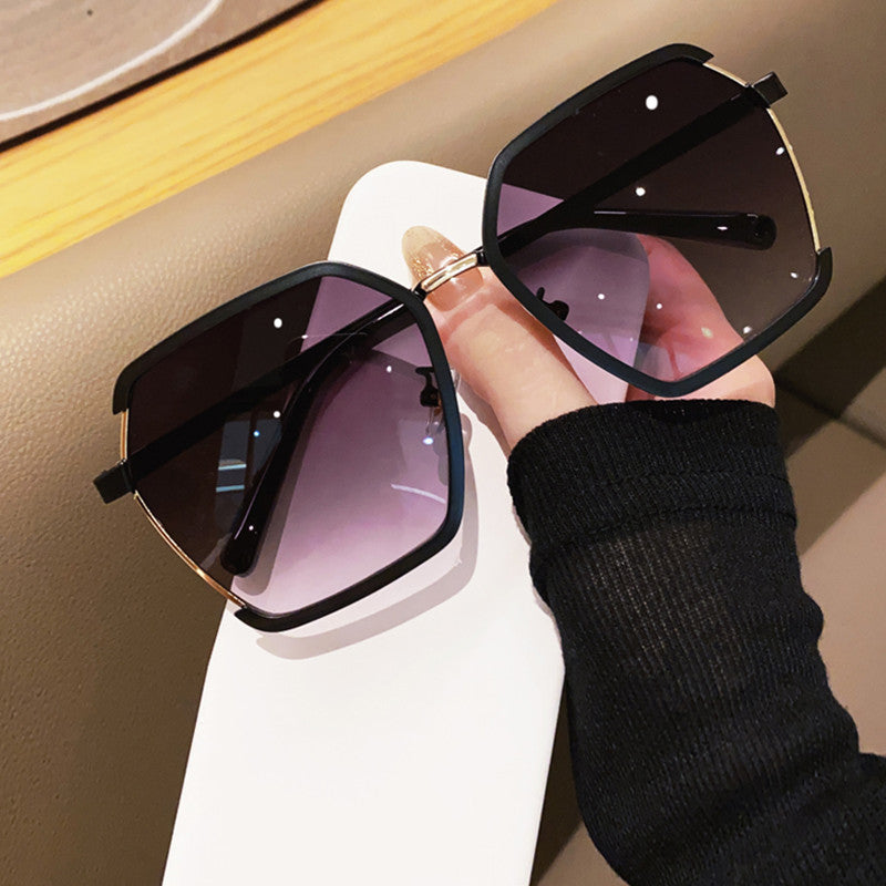 Oversized Polygon Sunglasses Gradient UV400 Sun Shades Metal Glasses