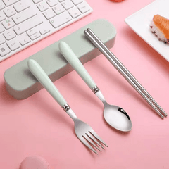 3pcs Stainless Steel Tableware Spork Chopsticks Fork Set