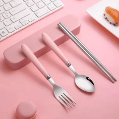 3pcs Stainless Steel Tableware Spork Chopsticks Fork Set