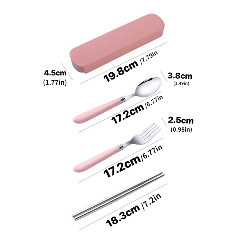 3pcs Stainless Steel Tableware Spork Chopsticks Fork Set