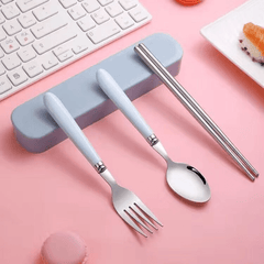 3pcs Stainless Steel Tableware Spork Chopsticks Fork Set
