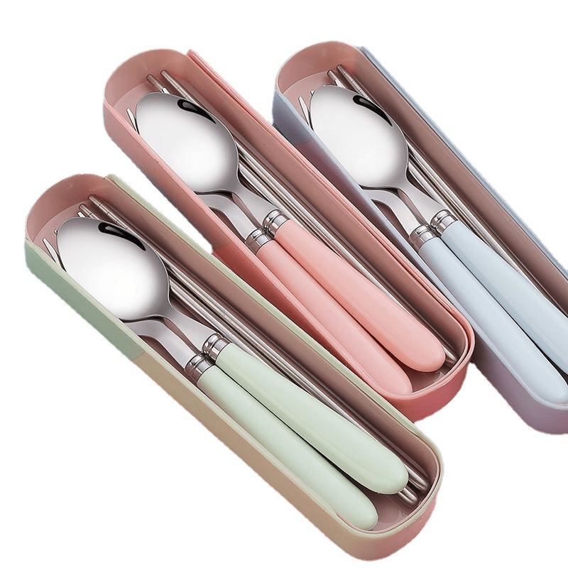 3pcs Stainless Steel Tableware Spork Chopsticks Fork Set