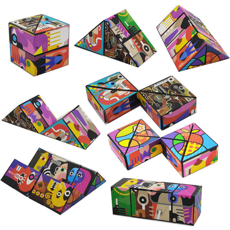 3D Changeable Magic Cube Anti Stress Puzzle Cube Fidget Toy