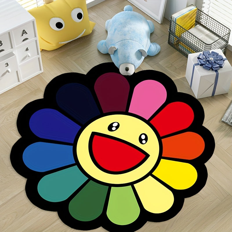 Sunflower Round Rug Baby Play Mat Crawling Mat Play Blanket Floor Fun Gym