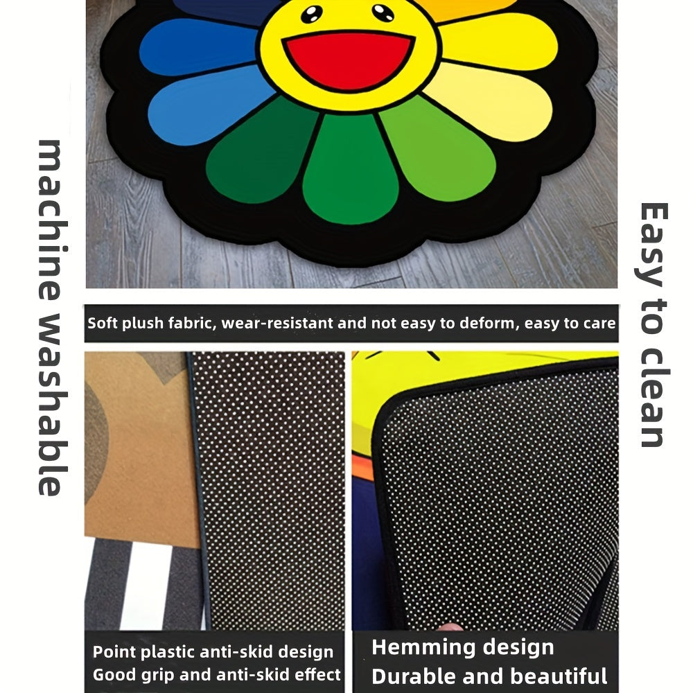 Sunflower Round Rug Baby Play Mat Crawling Mat Play Blanket Floor Fun Gym