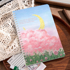 4pcs Painting Scenery A5 Coil Student Diary Stationery Notepad