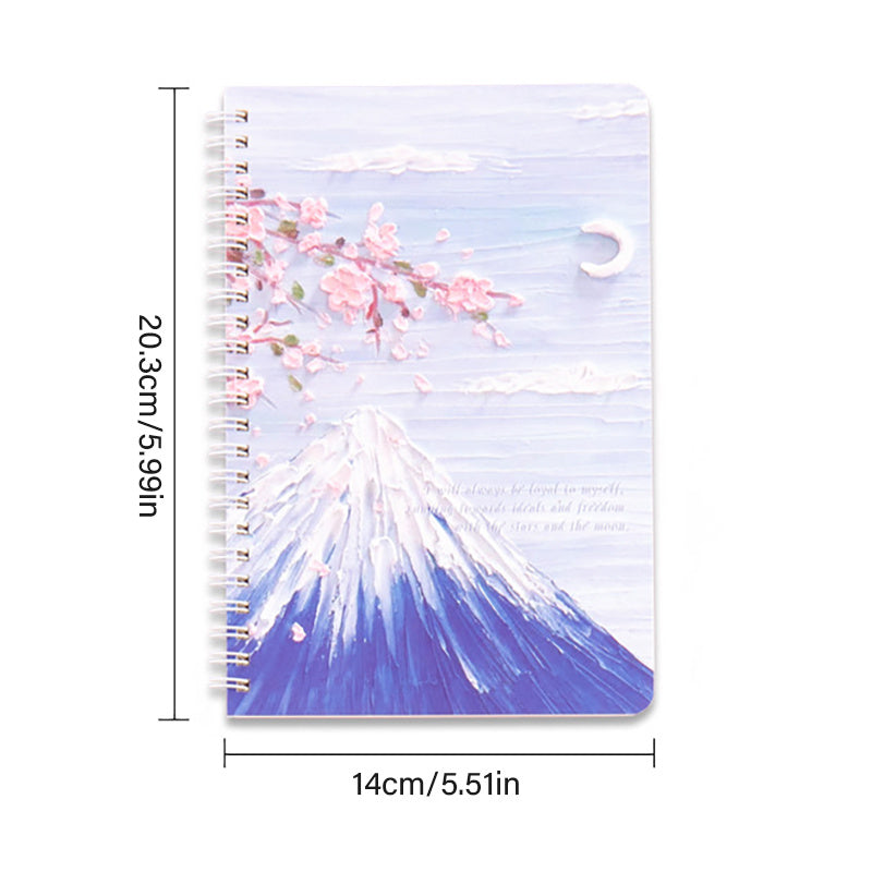 4pcs Painting Scenery A5 Coil Student Diary Stationery Notepad