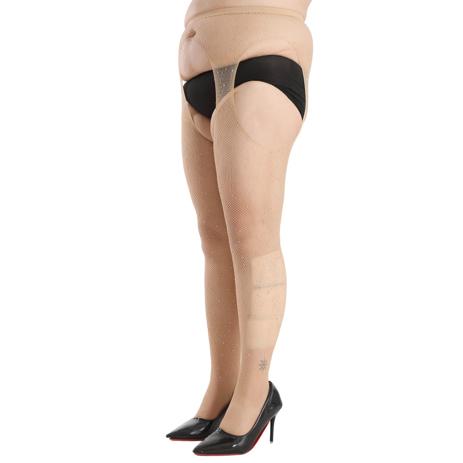Sexy Rhinestone Cut Out Fishnet Tights