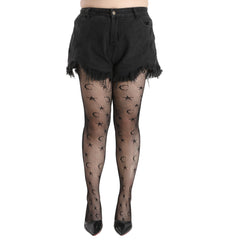 Moon & Star Print High Rise Fishnet Stockings