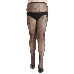 Heart Print Fishnet Pantyhose