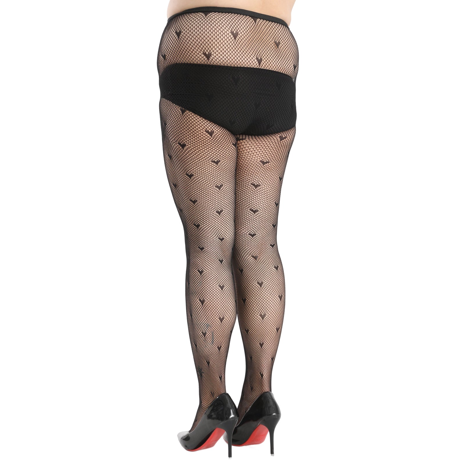 Heart Print Fishnet Pantyhose