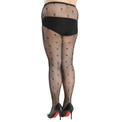 Heart Print Fishnet Pantyhose