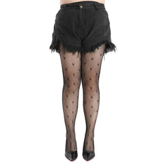 Heart Print Fishnet Pantyhose