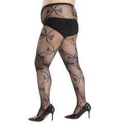 Floral Print Fishnet Pantyhose