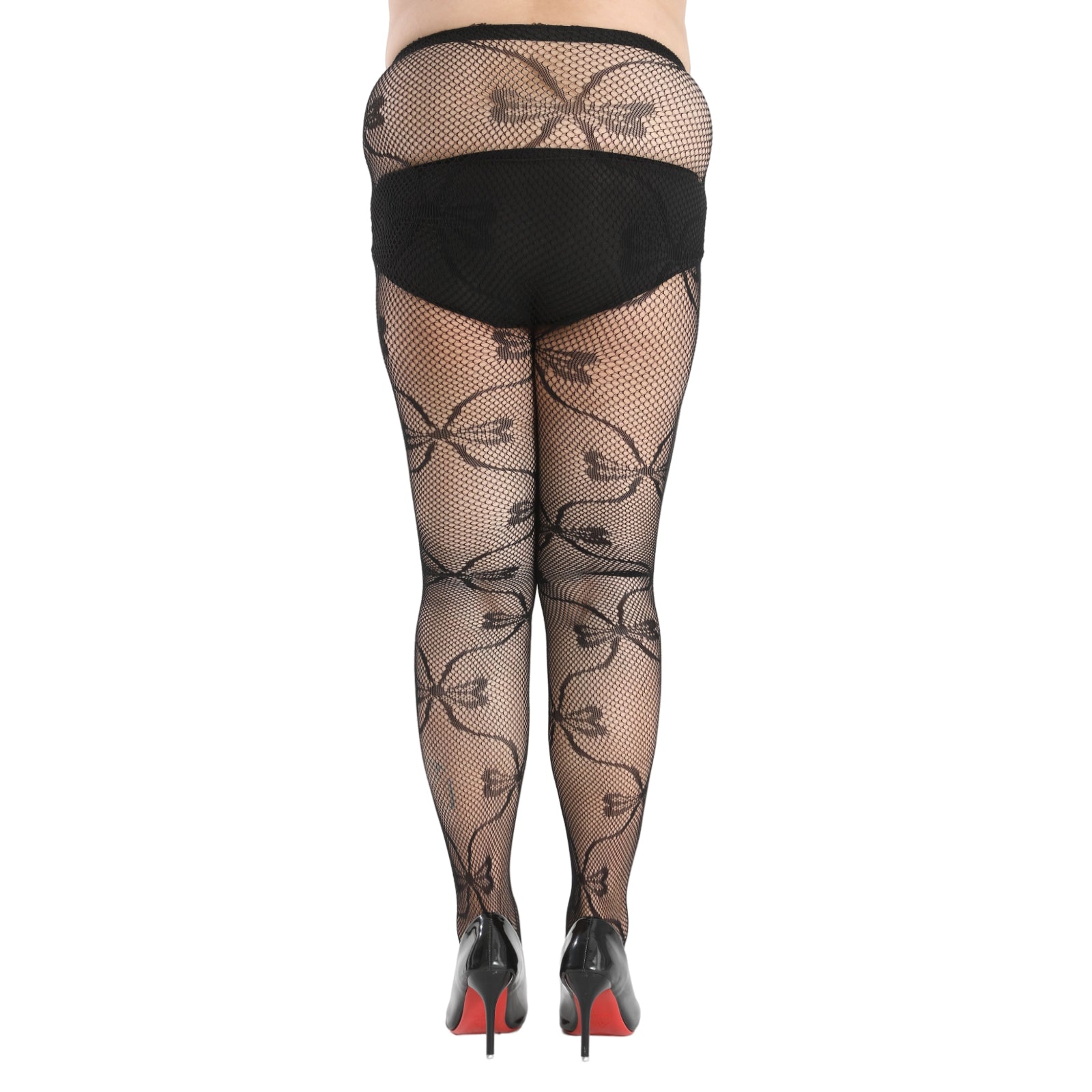 Floral Print Fishnet Pantyhose