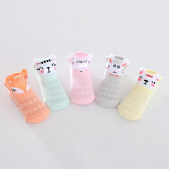 5pairs Baby Girls Cotton Animal Pattern Short Socks For Summer