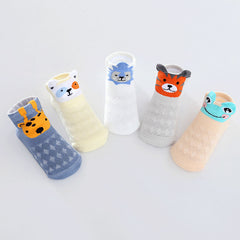 5pairs Baby Girls Cotton Animal Pattern Short Socks For Summer