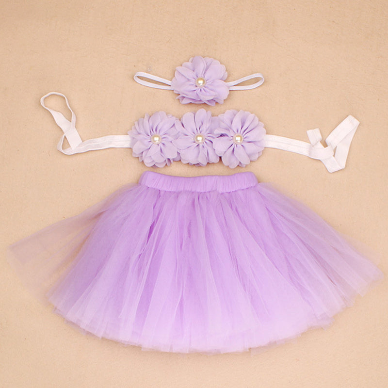 Sunflower Tutu Bow Skirt & Headdress Set for Baby Girls
