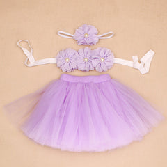 Sunflower Tutu Bow Skirt & Headdress Set for Baby Girls