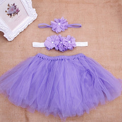 Sunflower Tutu Bow Skirt & Headdress Set for Baby Girls