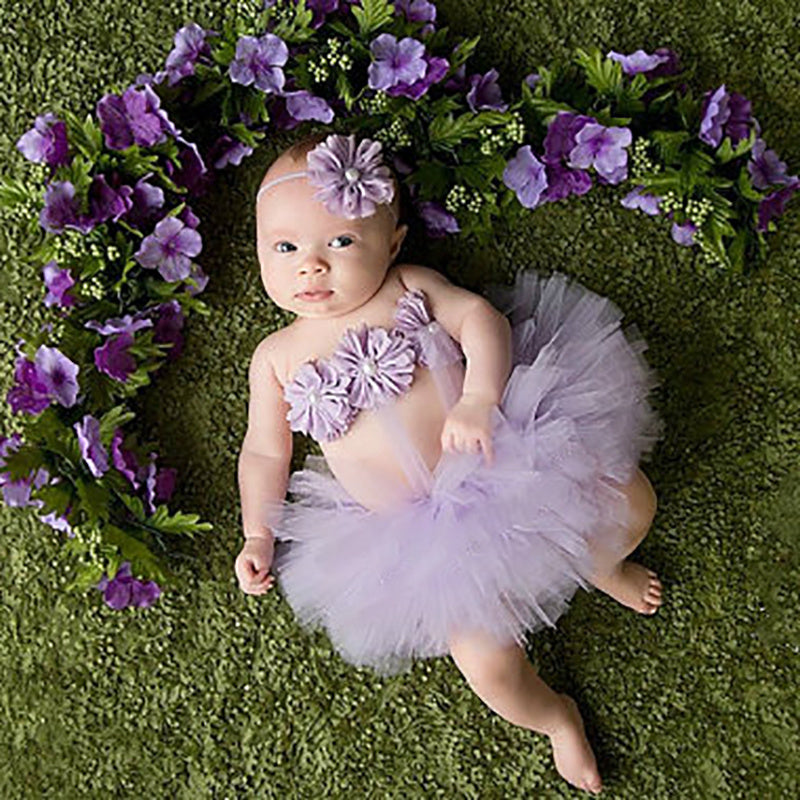 Sunflower Tutu Bow Skirt & Headdress Set for Baby Girls