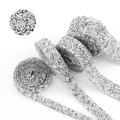 1 Yard Crystal Motif Strass Hot Fix Rhinestone Tape Ribbon Iron On Appliques