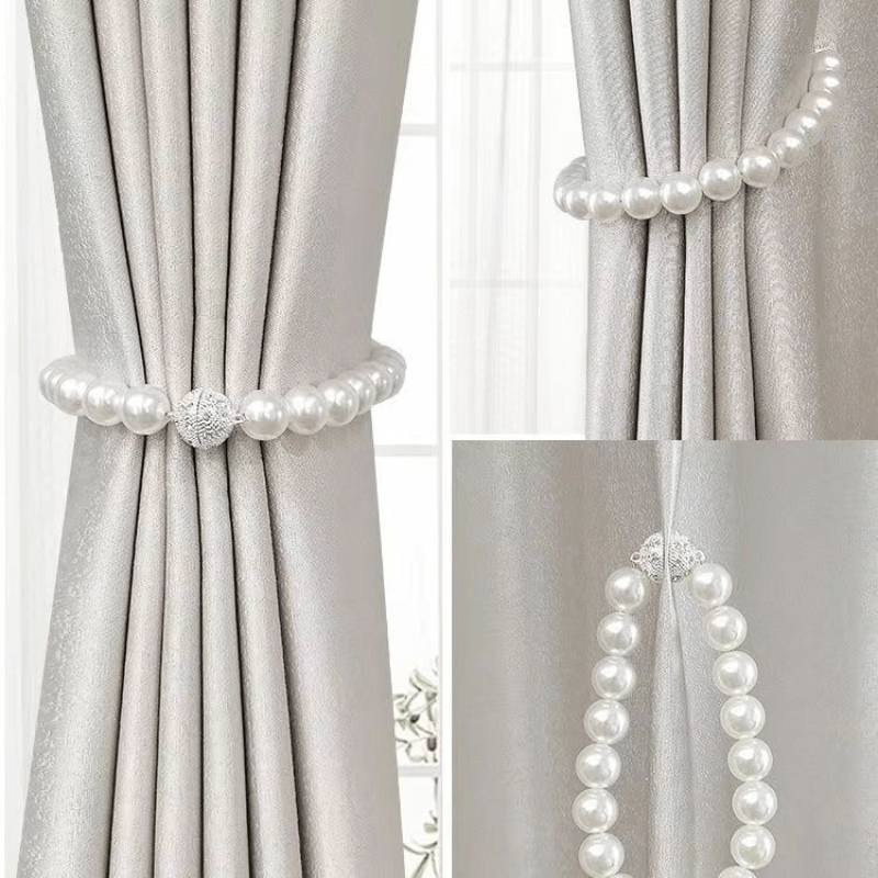 2pcs Magnetic Tiebacks for Curtains Faux Pearl Beads Holdbacks